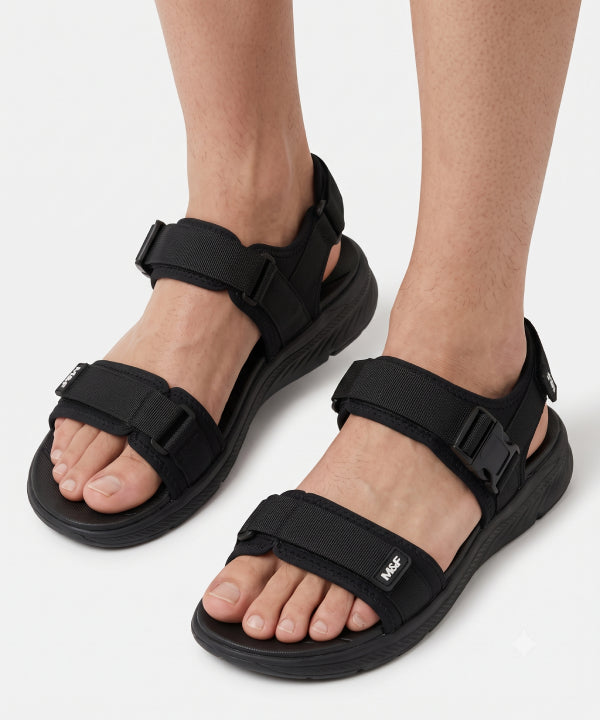 Men's Premium Hook & Loop Comfort Sandals-Black-90501